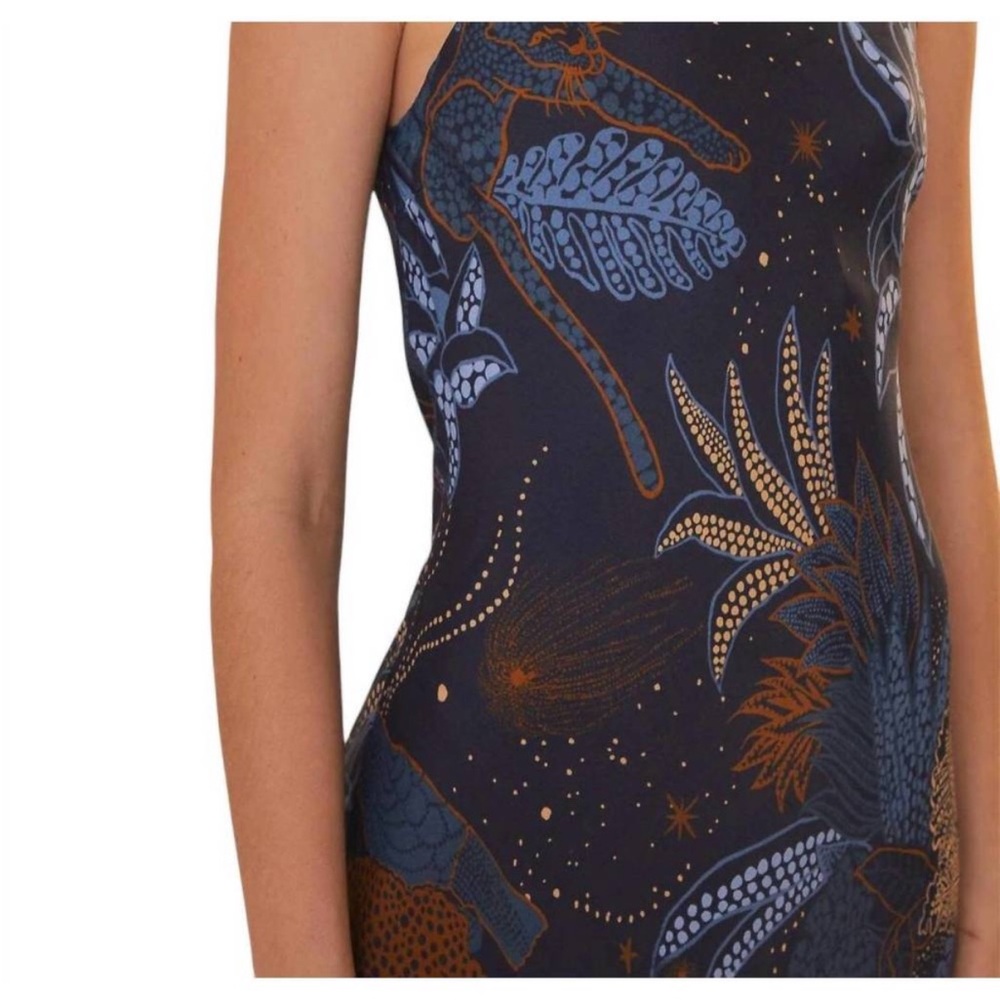 New FARM Rio Night Jungle Navy Blue Slip Dress - Picture 6 of 10